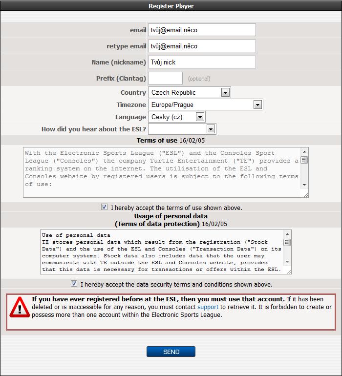 Registrace - návod