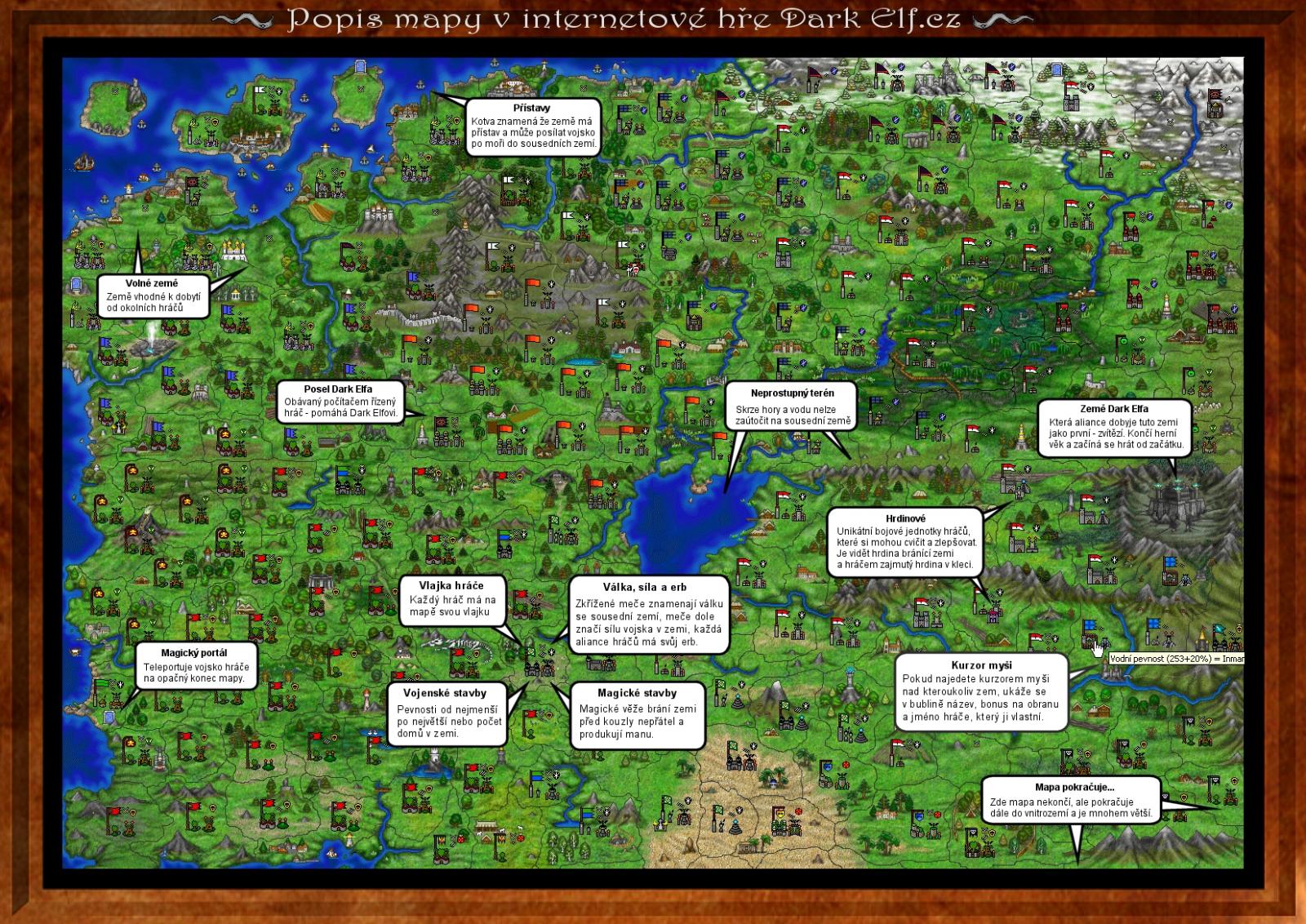 Mapa Dark Elfa v cele kráse s vysvětlivkami