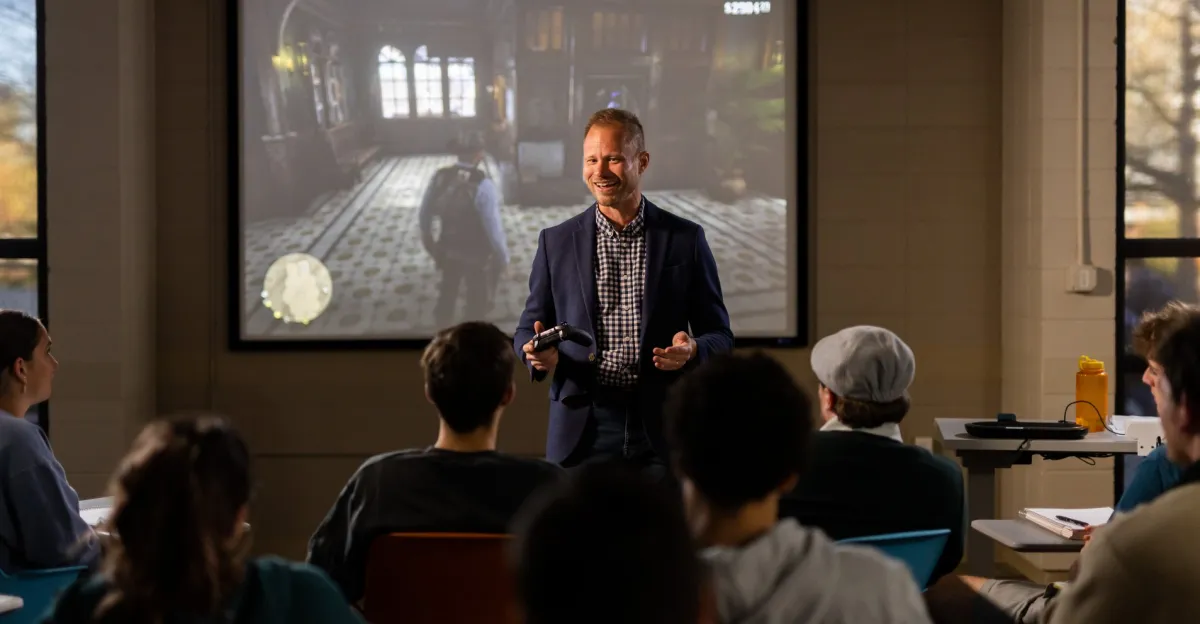 Profesor Olsson a studenti v jeho předchozí hodině Red Dead