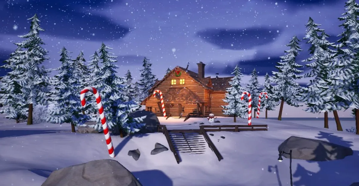 Vánoční chata ve Fortnite z loňského Winterfestu