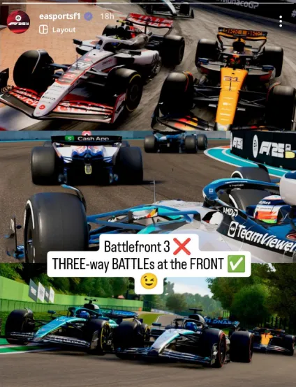 Příběh na oficiálním účtu EA Sports F1 na Instagramu.