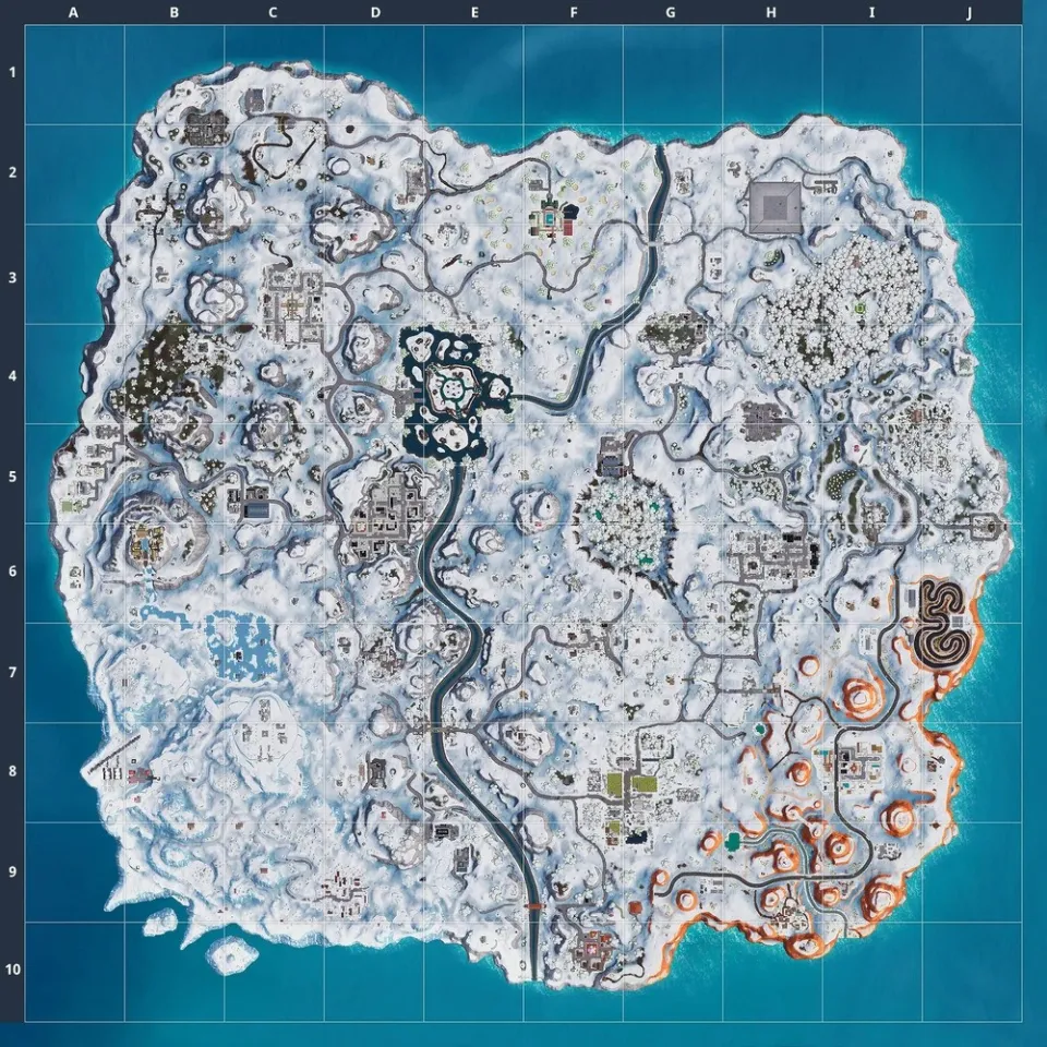 Mapa sezóny 7 ve Fortnite vydaná 25. prosince 2018