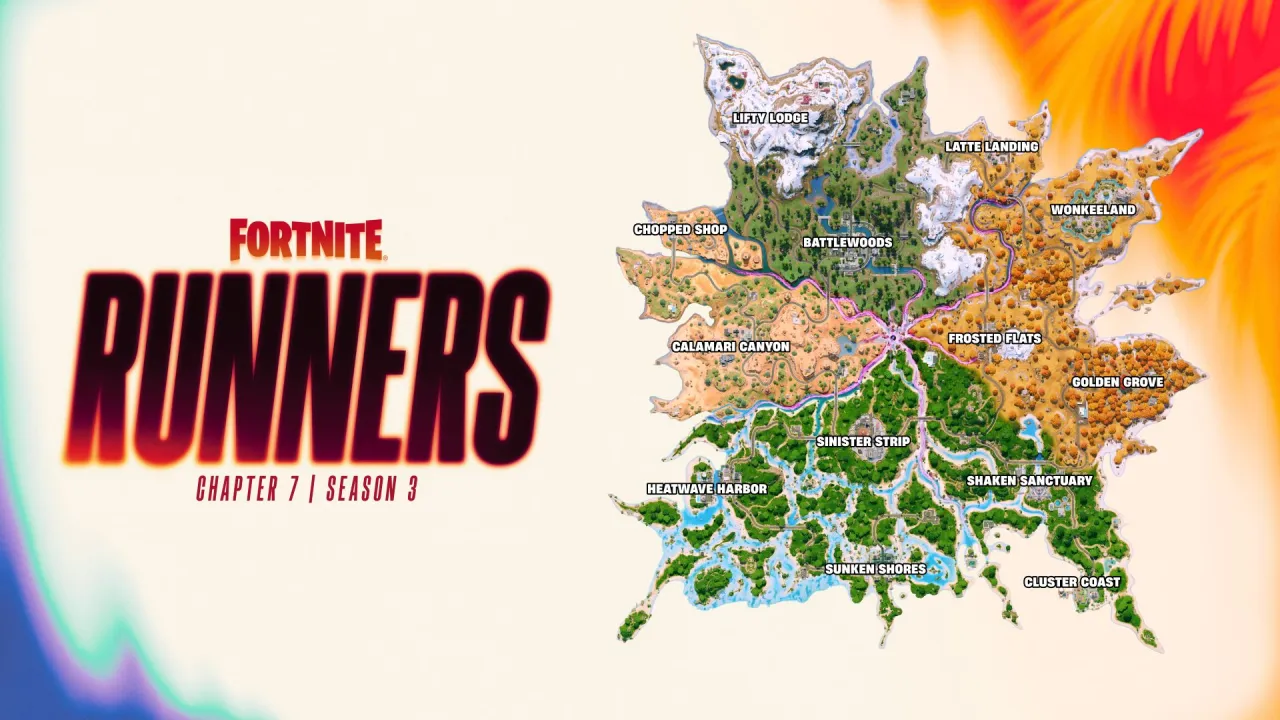 Celá mapa ve Fortnite chapter 7 season 3